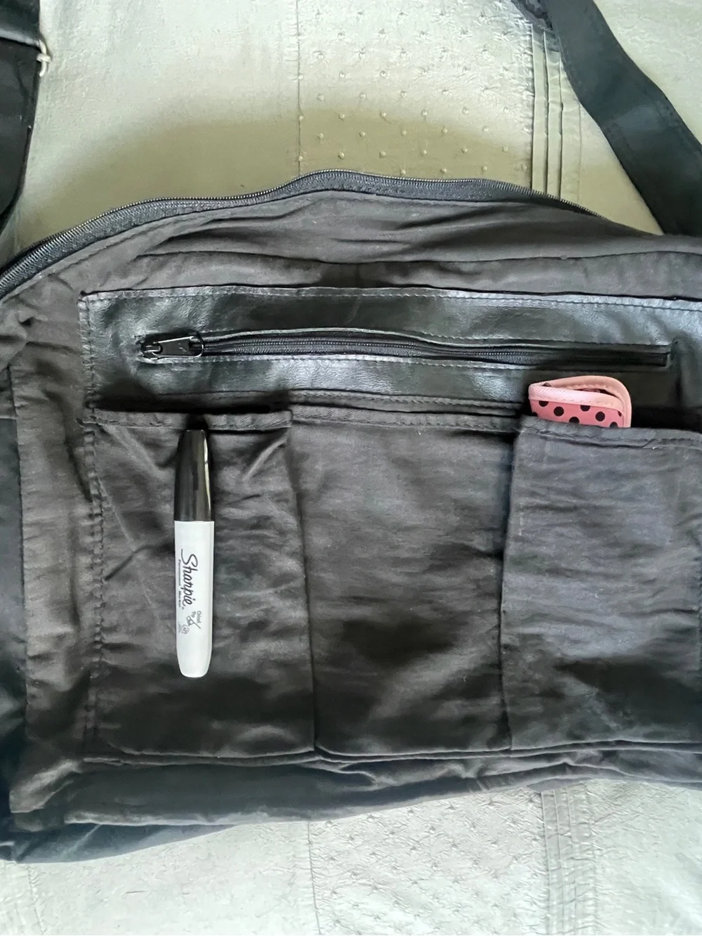 Black Leather Briefcase/Messenger Bag 12